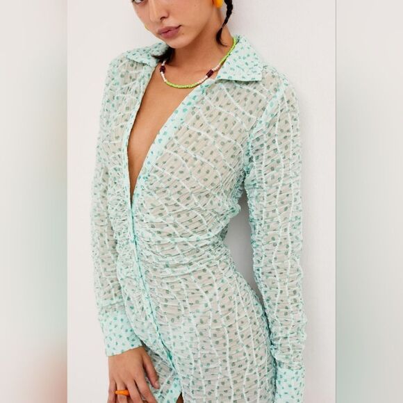 For Love And Lemons Drea Long Sleeve Sheer Mini Dress Size Extra Large NWT - Picture 4 of 15